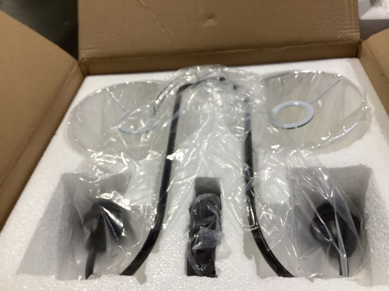 Condition photo showing Good Condition for Contemporary Linen Shade Sconce, Stainless Steel White Linen Shade Wall Sconce, Wall Light for Bedroom, Living Room, Entryway, Kitchen Black