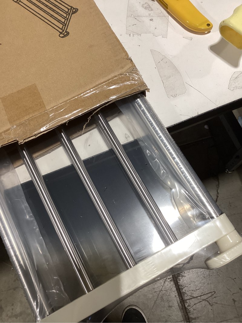 Condition photo showing New/Like New for Hershii Tension Shelf Expandable Rod Closet System Heavy Duty Clothes Hanger Adjustable DIY Storage Organizer Shoe Rack 60-100cm/23.62-39.37inches Ivory