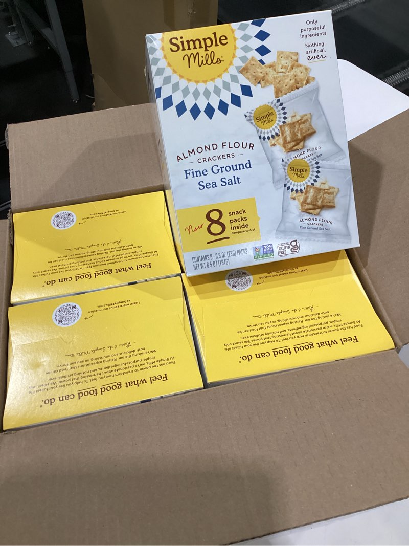 Condition photo showing Good Condition for Simple Mills Almond Flour Crackers Snack Packs, Fine Ground Sea Salt, Healthy Halloween Snacks for Kids, Cheese Crackers, Gluten Free, 8 Ct (Pack of 4) Fine Ground Sea Salt 6.5 Ounce (Pack of 4)