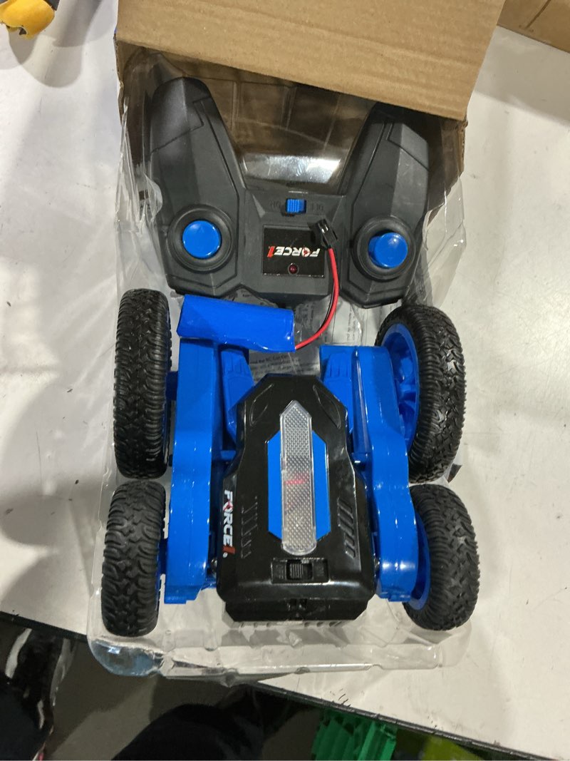 Condition photo showing Good Condition for force1 tornado blue led remote control car for kids- double sided driving fast rc cars 360 flips, outdoor 4wd off road stunt rc car, all terrain tires, rc crawler rechargeable battery, 2.4ghz remote blue tornado