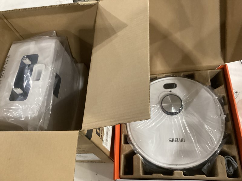 Condition photo showing New/Like New for (not tested)robot vacuum and mop, 3-in-1 robotic vacuum cleaner with 70-day self-emptying base, 360° lidar navigation & smart mapping, 6000pa strong suction for pet hair, carpets & hard floors
