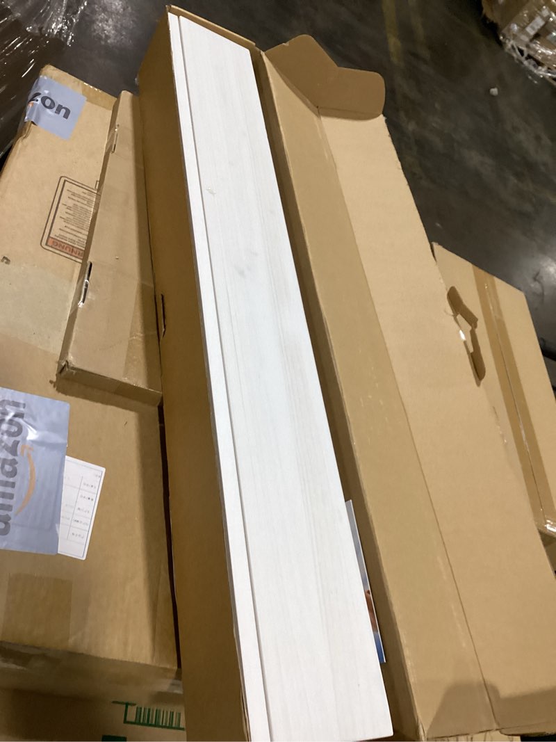 Condition photo showing New/Like New for Forbena 36 Inch Floating Shelves for Wall 4-Pack, Large Nursery Book Shelves Bookshelf for Kids Bedroom, Long Picture Ledge Shelf with Lip for Living Room Photo Frames Art Display (White Solid Wood) 36 Inch White