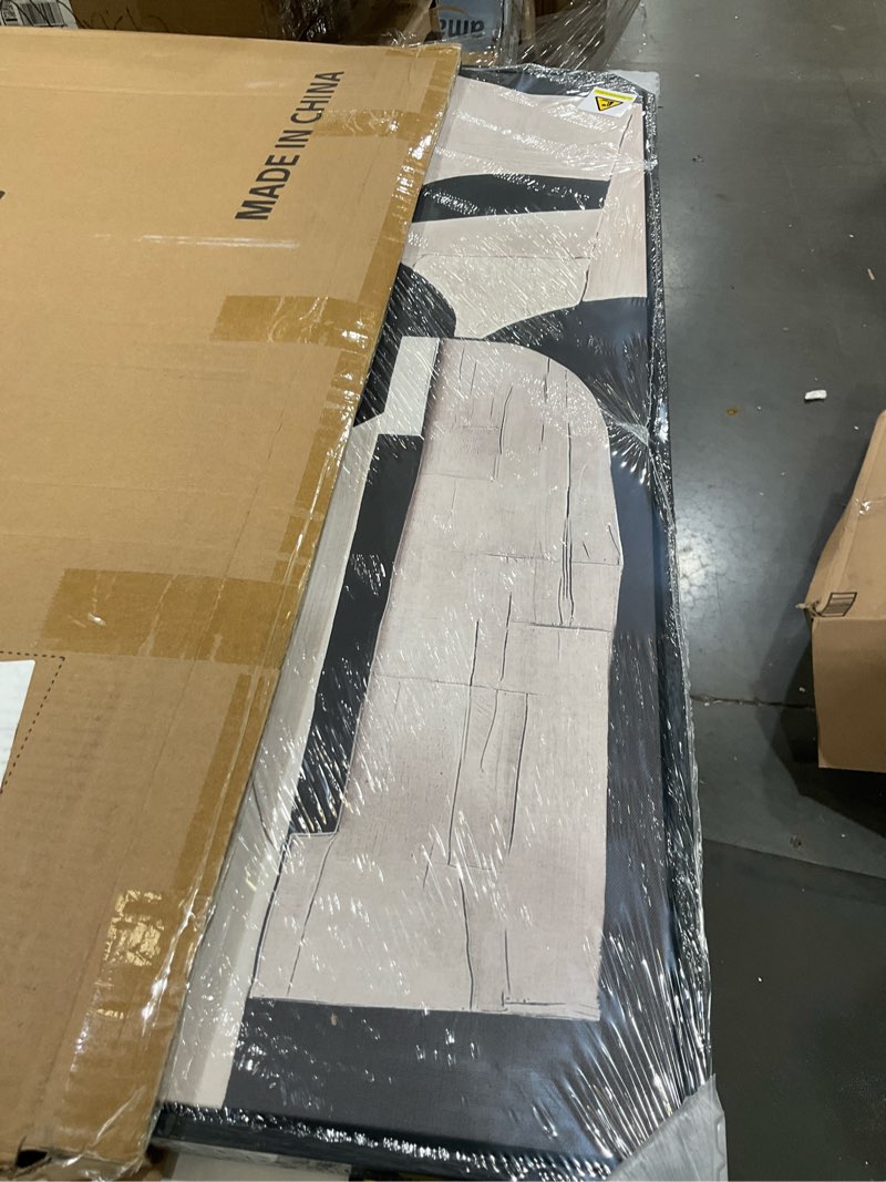 Condition photo showing Good Condition for Framed Neutral Abstract Wall Art, Modern Black and Beige Canvas Prints Paintings Artwork for Walls, Minimalist Black White Pictures for Living Room, Hallway, Dining Room, Bedroom Wall Decor 24x36 In 24" W x 36" H Abstract Contrast