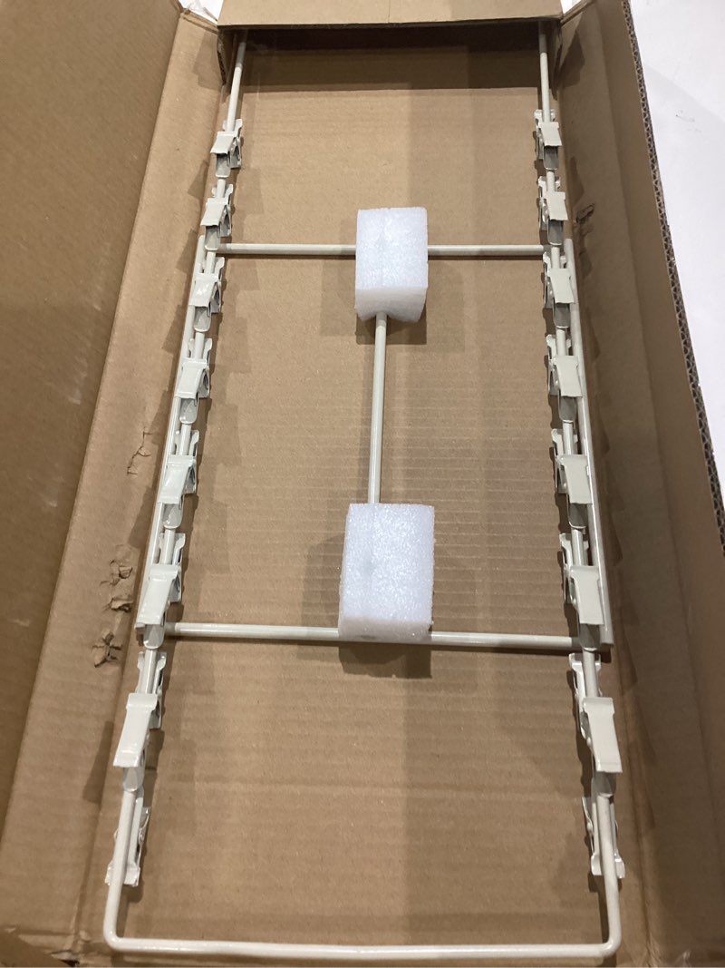 Condition photo showing Good Condition for clip strip chip rack display stand, snack rack, metal, 2 rows, 30 clips, off-white, organize snacks in retail stores and household, product merchandising
