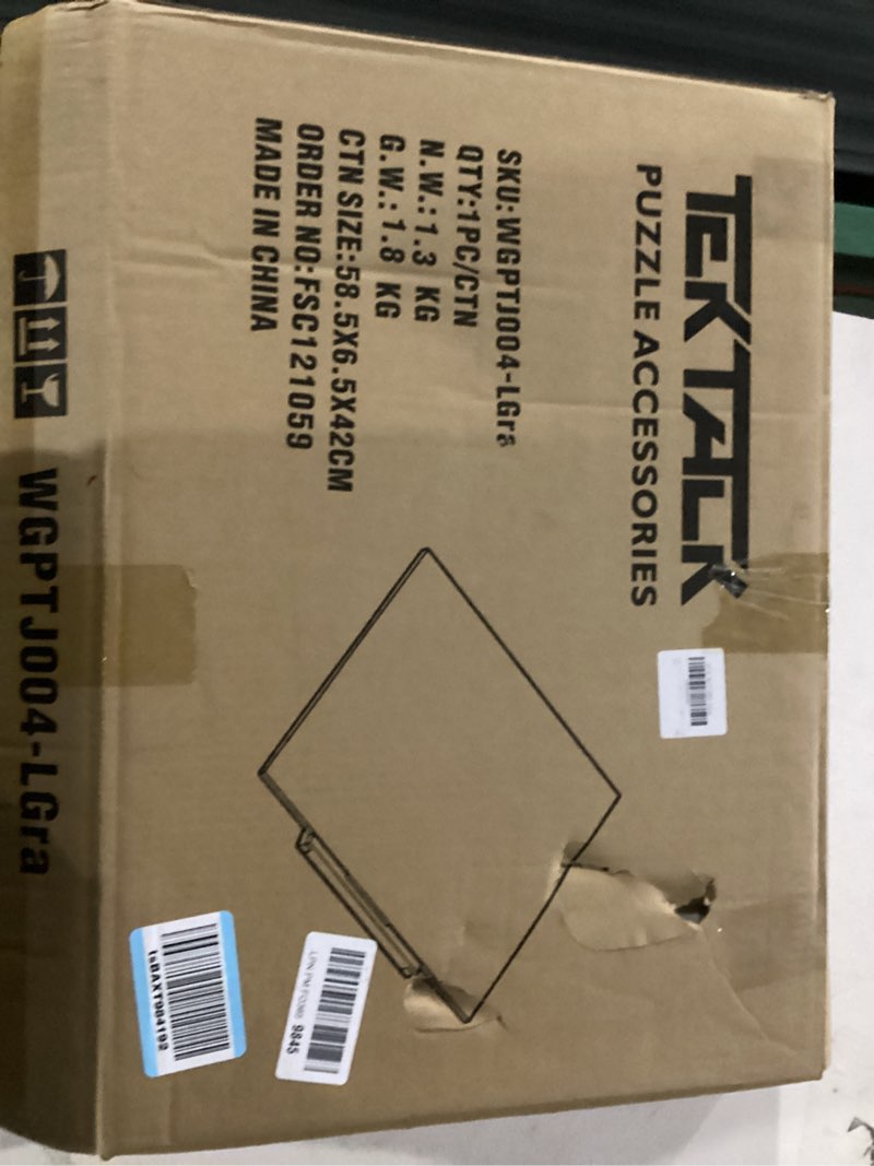 Condition photo showing New/Like New for Tektalk Foldable Jigsaw Puzzle Board with 3 Angle Adjustable Bracket/Stand, Lightweight Portable Puzzle Mat Plateau with Wooden Easel, Foldaway Felt Puzzle Table, for Up to 1000 Pieces (Light Gray)