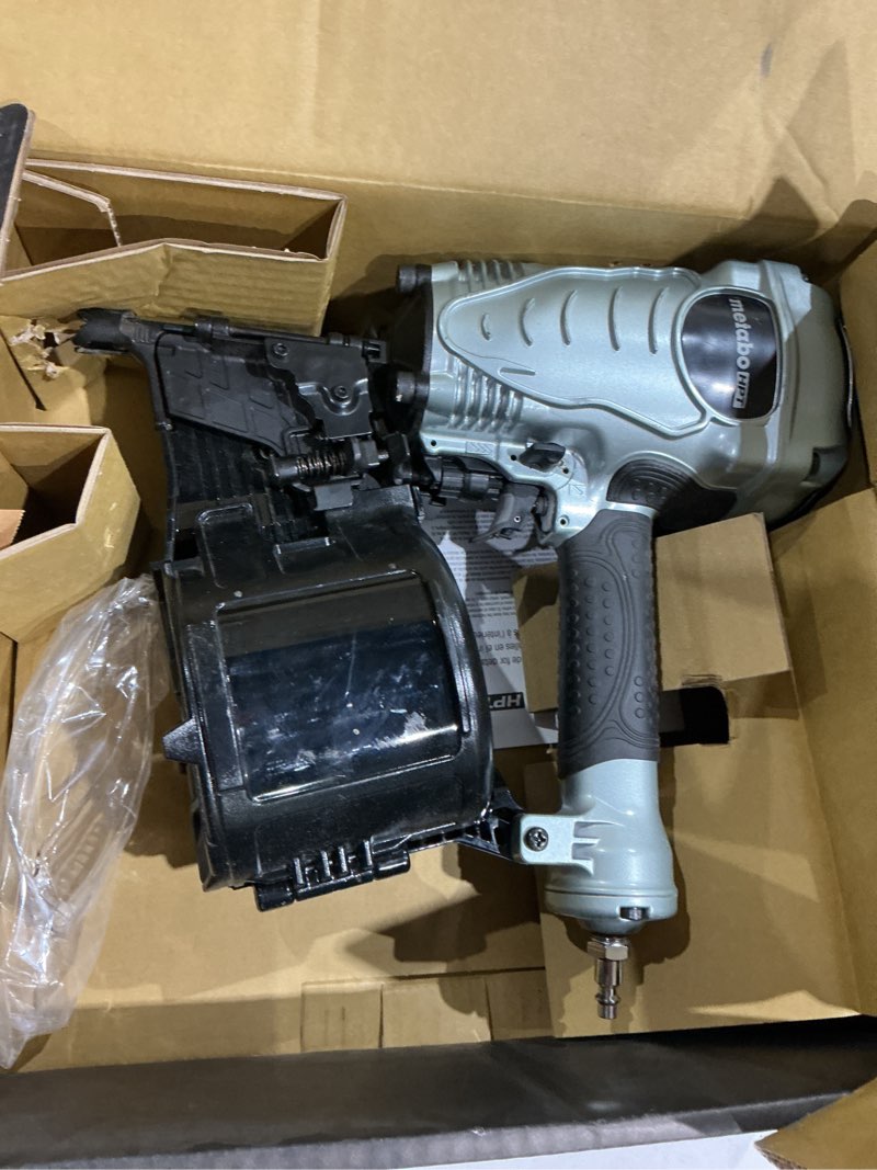 Condition photo showing As Is for metabo hpt 16-gauge 3-1/2 in. coil framing nailer