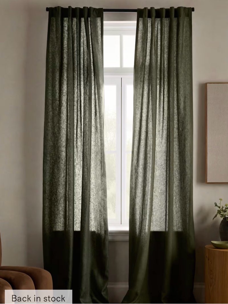 Quince European Linen Curtian 48”x84” Hunter Green