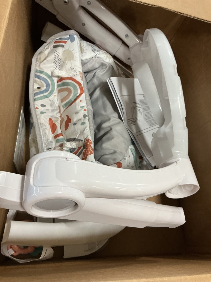 Condition photo showing As Is for Fisher-Price Portable Baby Chair Sit-Me-Up Floor Seat with Developmental Toys & Machine Washable Seat Pad, Rainbow Showers One Size Rainbow Showers