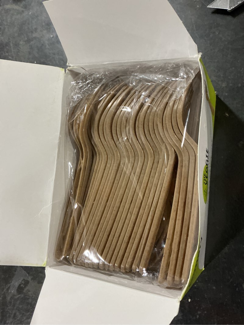 Condition photo showing Good Condition for premium quality100% biodegradable forks made of vegetable fibers, 100 pcs of 6.7” long heavy-duty and splinter free eco-friendly forks, perfect sustainable cutlery for all types of occasions brown 100 pcs forks