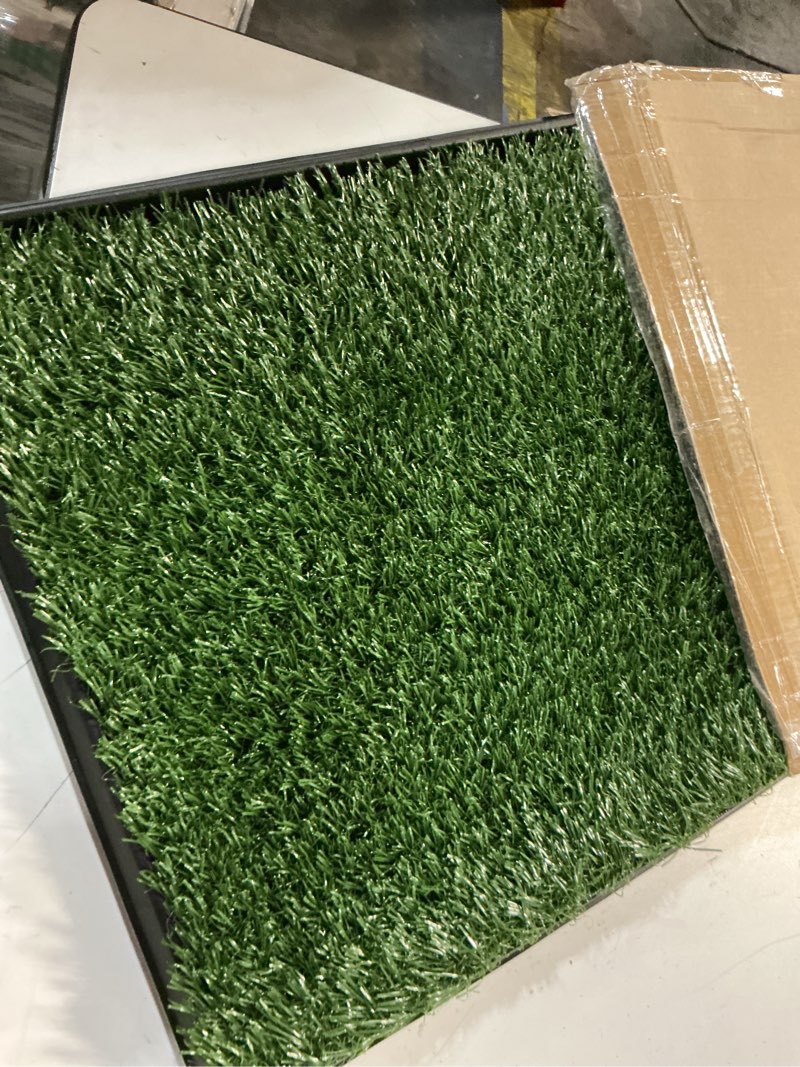 Condition photo showing Good Condition for artificial grass puppy pad with tray 16x20 inch | reusable indoor & outdoor dog potty training mat system | washable fake grass pet housebreaking pad for puppies & small to medium dogs by petmaker small 3-layer system