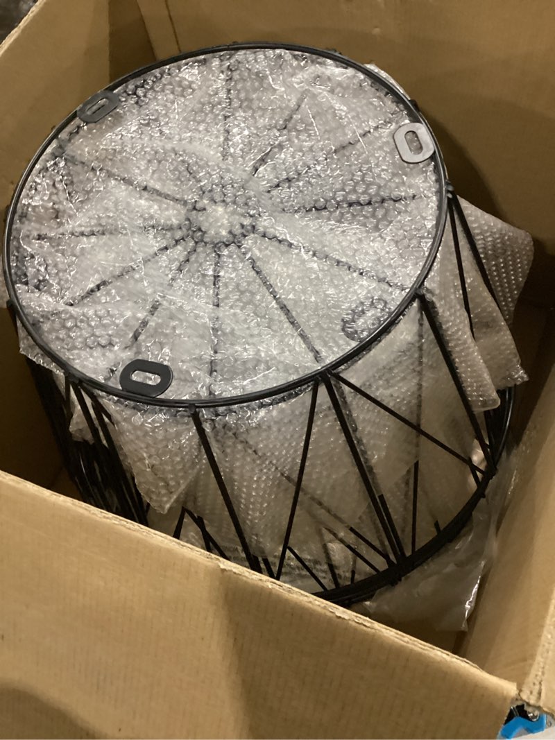 Condition photo showing Good Condition for fab based nesting coffee table round for living room, storage basket side table set of 2 - cream white
