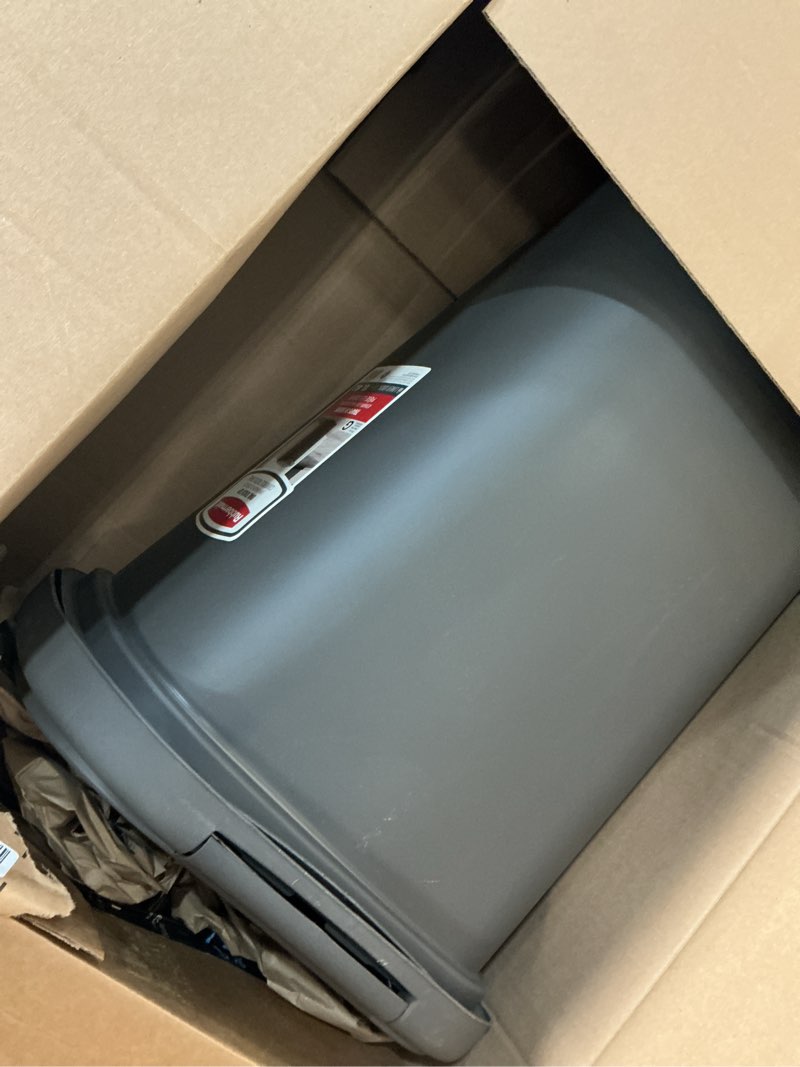 Condition photo showing Good Condition for rubbermaid spring top trash can with lid 13 gallon gray plastic garbage bin for home/kitchen/office/garage spring top gray