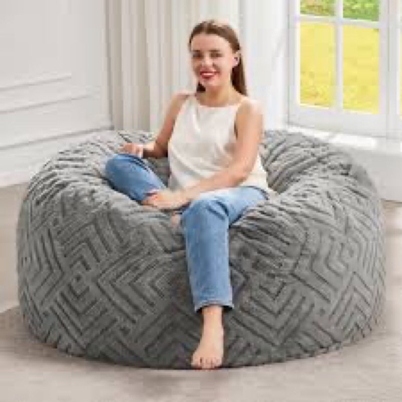 Hobestluk Bean Bag Chairs Adults Beanbag Chair with Filler Large Bean Bags with Fluffy Embossed Cove