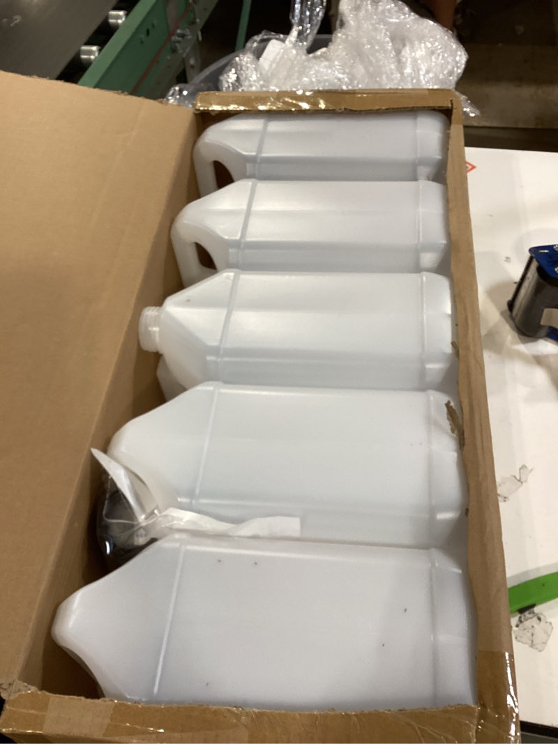 Condition photo showing Good Condition for ziliny 5 pcs 1 gallon plastic jug with lids square empty storage containers hdpe carboy plastic jar containers for water beverage oil liquids (translucent color) 1 gallon translucent color 5