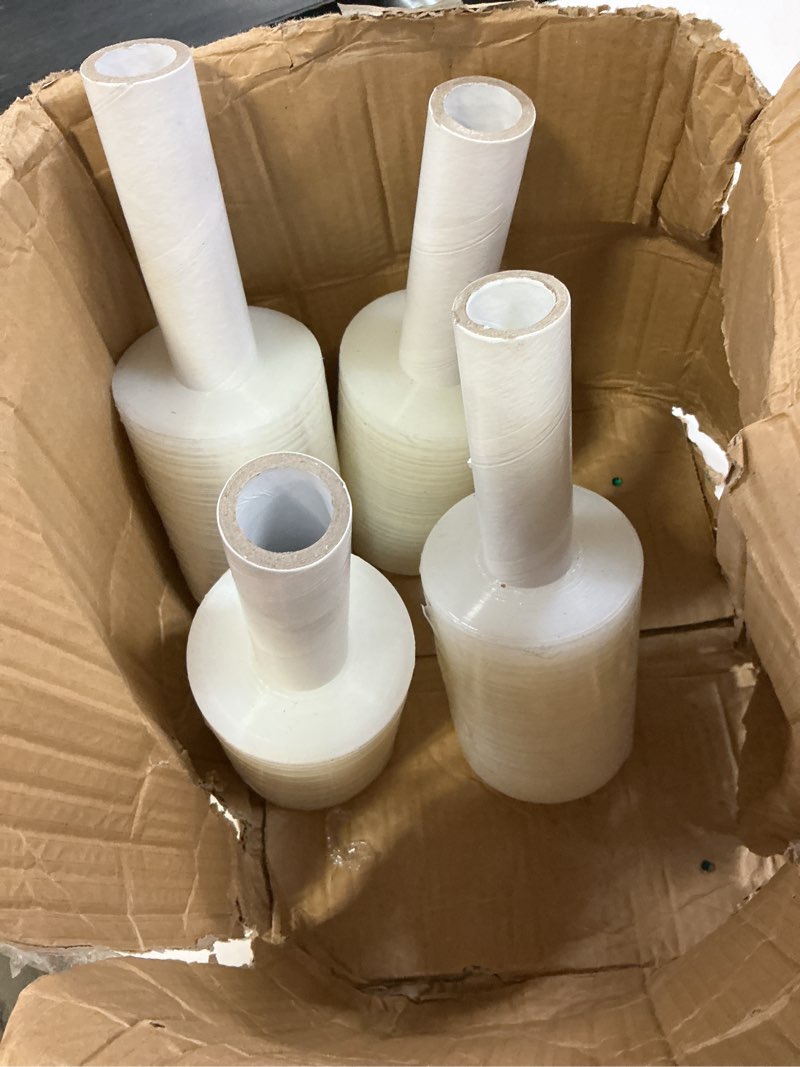 Condition photo showing Good Condition for (Incomplete)12 Pack - 5\" x 1000' Roll - 80 Gauge Thick, Mini Stretch Packing Wrap with Handle for Pallet Wrap, Moving Supplies, Industrial Strength - Clear Film (12 Pack)