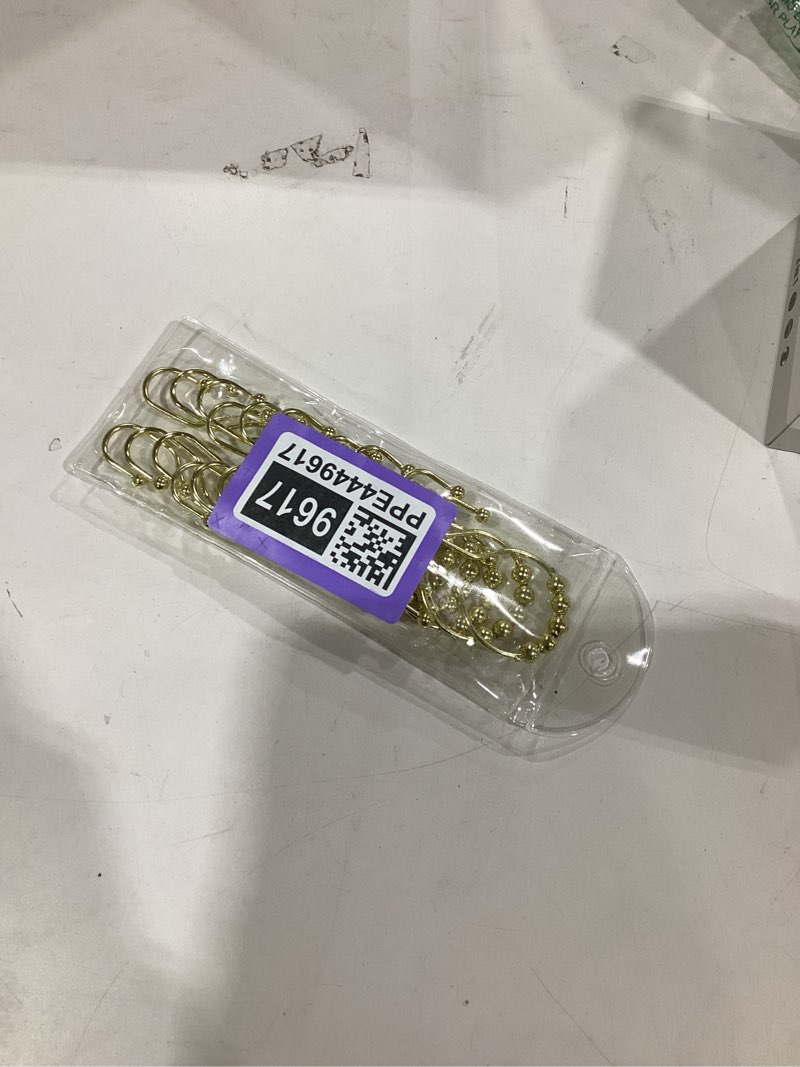 Condition photo showing New/Like New for Goowin Shower Curtain Hooks, 12 Pcs Shower Curtain Rings, Stainless Steel Gold Shower Curtain Hooks Rings Rust Proof, Smooth Sliding Anti-Drop Double Shower Hooks for Shower Curtain, Rods (Gold)