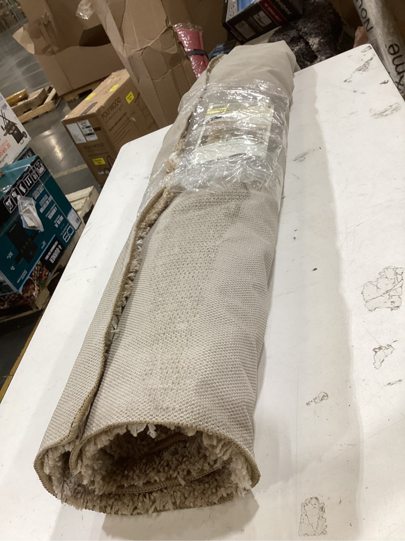 Condition photo showing As Is for 5'x7' broken grid shag area rug natural/ivory - threshold