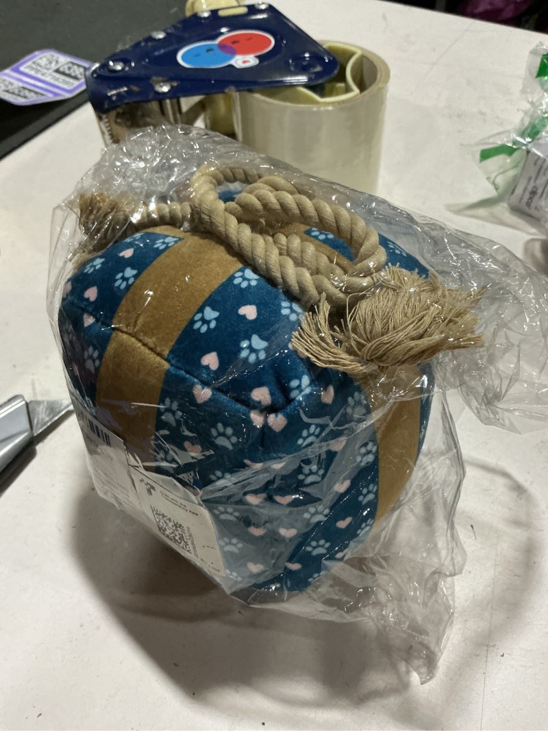 Condition photo showing New/Like New for puproar gift box dog toy with rope, dog birthday toy, squeaky plush present for medium & large breeds