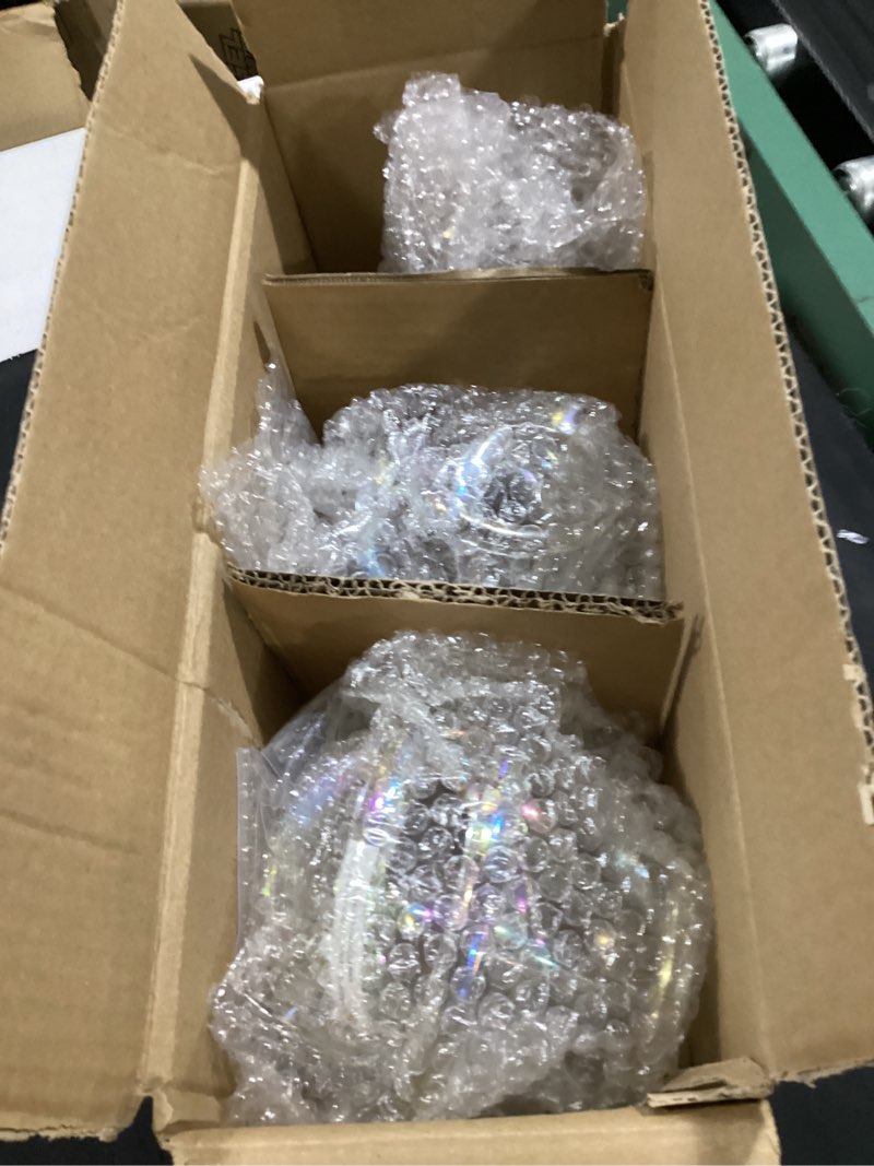 Condition photo showing As Is for 5", 4", 4"w clear glass knotted ball knot sculpture, by decmode (3 count)