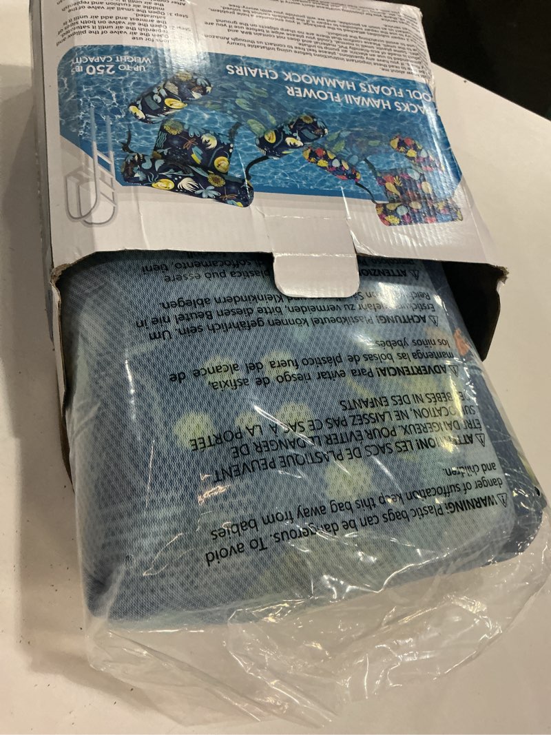 Condition photo showing New/Like New for sunikko x pool floats adult 2 packs fabric heavy duty inflatable pool chair hammock, blow up floaties for adults, hawaii flower floats for pool floating, party summer toys water beach lake fun