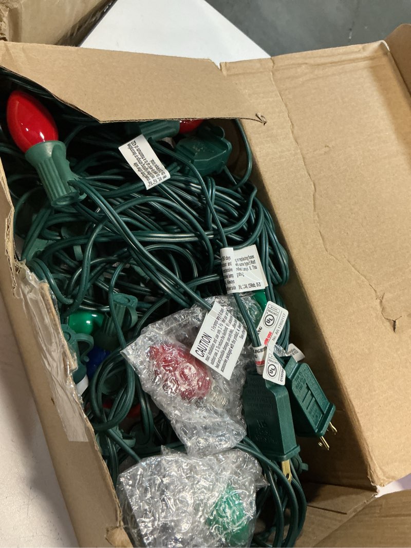 Condition photo showing Good Condition for couah 2 pack 50 ft c7 christmas string lights, vintage christmas lights with 54 multicolor c7 light bulbs outdoor c7 christmas lights for christmas tree party backyard wedding 2 pack-multi-colored