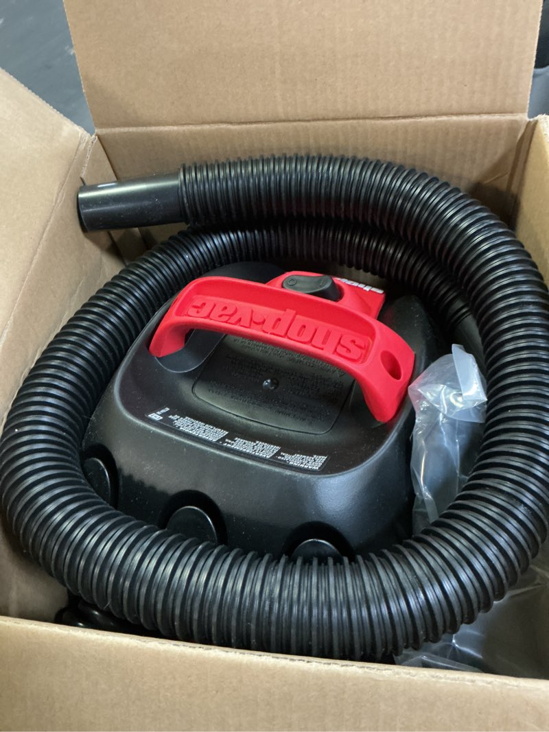 Condition photo showing New/Like New for Shop-Vac 9303511 2.5 Gallon Wet Dry Vacuum, 2.5 Peak HP, 1.25 Inch Diameter x 4 Foot Hose, 12 Ft Cord Length, Wall Mounted, Includes Filters, Ideal for Jobsite, Garage, Car & Workshop