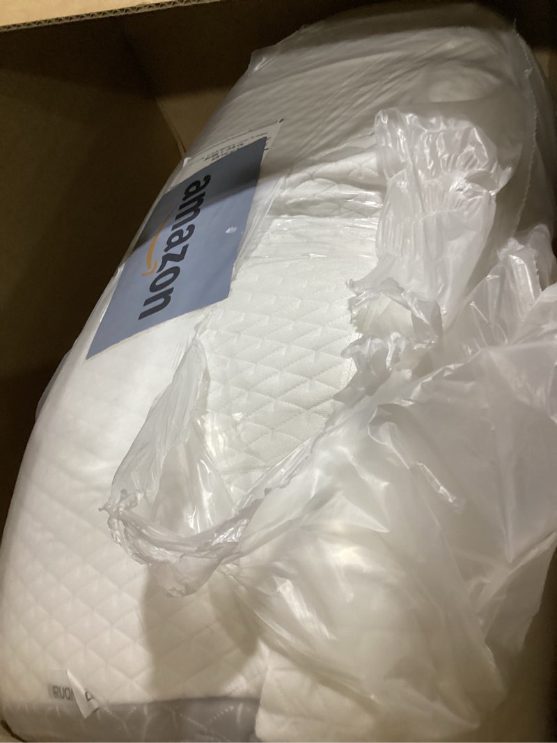 Condition photo showing Good Condition for ruqmuis wedge pillow for acid reflux, bed wedge pillow for headboard 10", pillow wedge for back pain relief, post surgery, elevated pillows for sleeping, snoring, triangle pillow with cover, white 24*24*10 inch white/grey