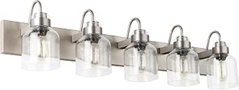 presde 5 light bathroom vanity light fixture over mirror vintage brushed nickel vanity light for bathroom with bubble glass shades