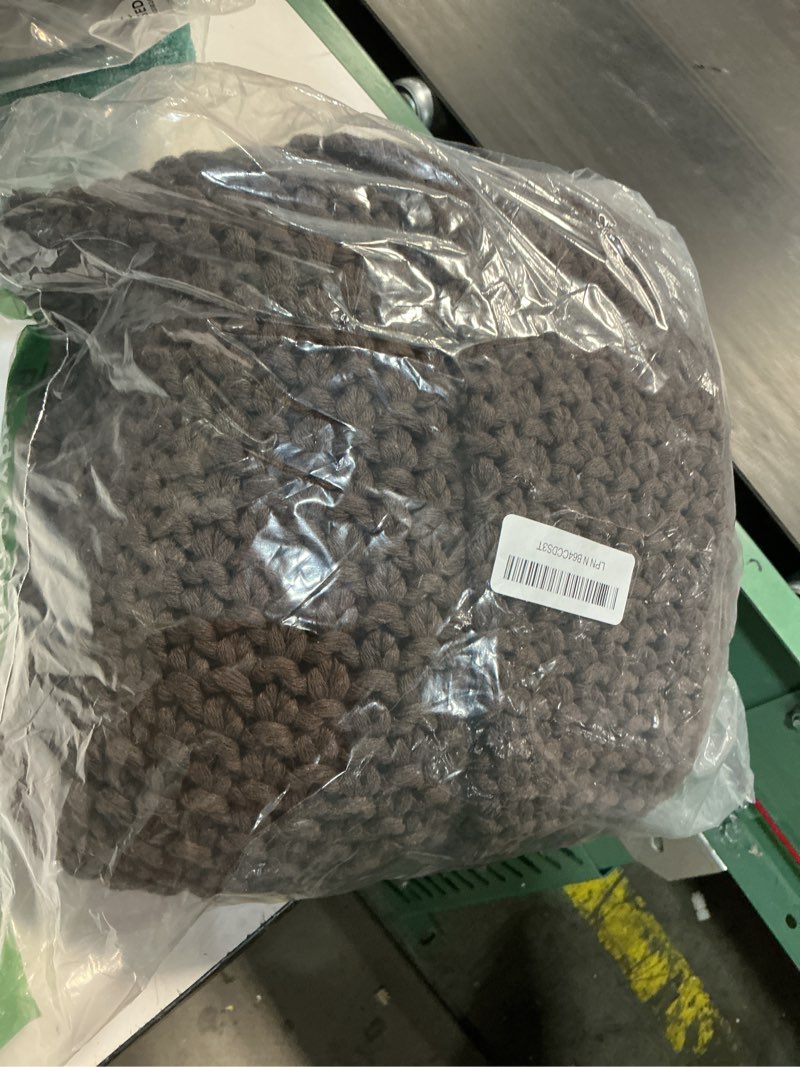 Condition photo showing New/Like New for ynm chunky cotton knit throw blanket, cable knit throws for bed couch sofa, comfy & relaxing, decorative piece for farmhouse modern boho rustic scandinavian chic vibe, chocolate brown 40x50 inches chocolate brown - medium weight small throw