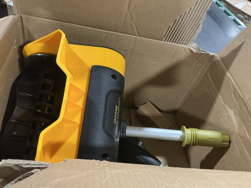 Condition photo showing As Is for Cordless Snow Shovel, 40V | 13-Inch | 8-Ah Cordless Snow Blower, Battery Snow Blower with Directional Plate & Adjustable Front Handle (2 Batteries & Quick Charger Included)