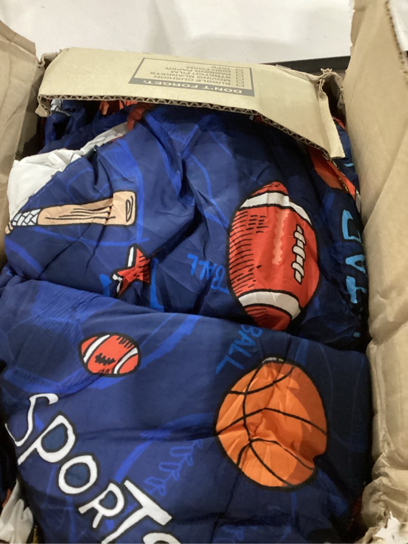 Condition photo showing As Is for meeting story 3pcs kids comforter sets zipper bedding set for boys,twin kid bedding set basketball football baseball comforter sports bedding for kid,all in one zipper bedding?navy,twin?