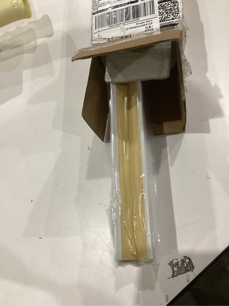 Condition photo showing As Is for 12 PCS Wall Corner Protector,45" Wall Corner Molding Trim Decorative Strips, Wood Grain Corner Trim for Door,Window Frames,Wooden Wall Edges(White)