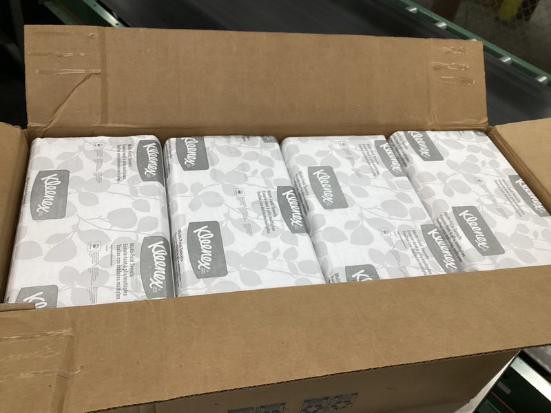 Condition photo showing Good Condition for Kleenex Professional Universal Multifold Paper Towels, Bulk (01890), Absorbency Pockets, 9.2" x 9.4" Towel, White (150 Sheets/Pack, 16 Packs/Case, 2,400 Sheet Total) 150 Count (Pack of 16)