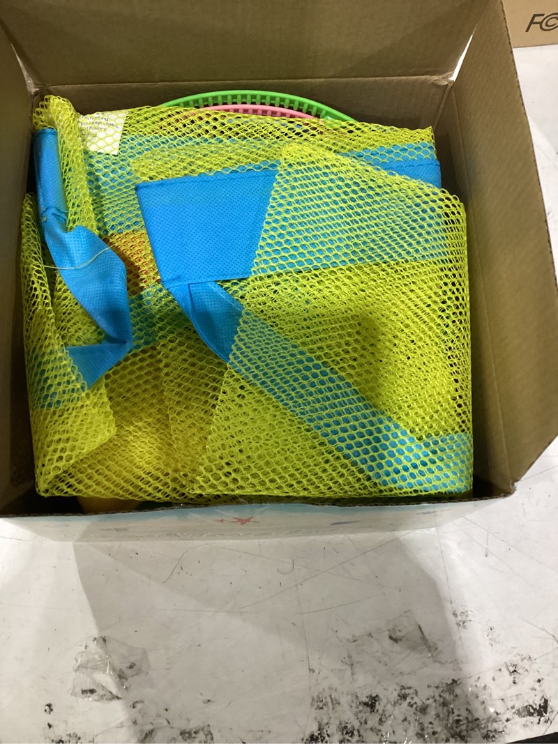 Condition photo showing Good Condition for racpnel collapsible beach toys for kids, 3 pack foldable sand buckets and shovels set with mesh bag, silicone pails for beach travel essentials, easter egg hunt, sand toys molds for kids and toddlers 3 buckets