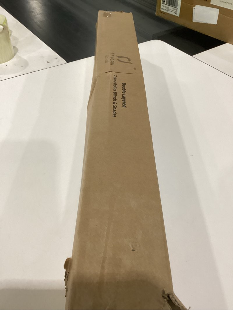 Condition photo showing As Is for unknown size jiangpin textile double layered zebra roller shade