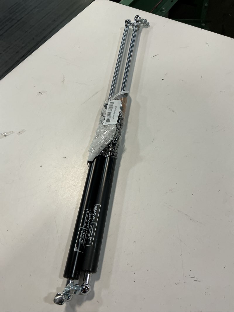 Condition photo showing As Is for 23 inch 100lbs 445n gas struts for heavy lid, rv bed heavy-duty tool box large floor hatch camper storage marine boat deck hatch, 23" diy gas lift shocks kit with l mount brackets, 2 pcs by iaqwe 23 inch 100 lb
