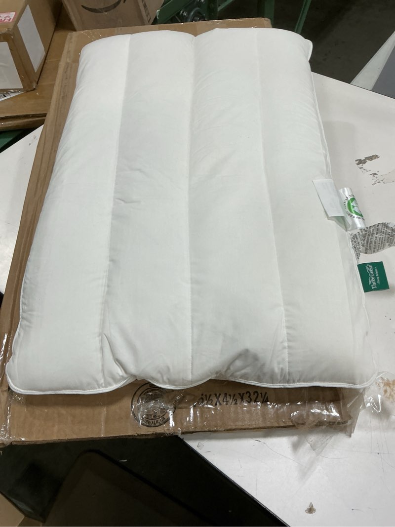 Condition photo showing Good Condition for Three Geese Luxury Flat Thin Goose Feather Down Pillows Standard Size, 2.5" Height, 100% Cotton Cover, Medium Firm Hotel Collection Ultra Slim Thin Bed Pillows, Machine Washable, 18 x 26 Inches 18" x 26" -1 Pack Solid White - 2.5 Inches