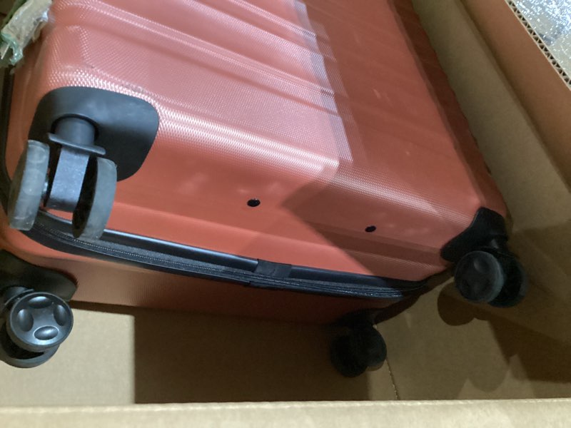 Condition photo showing As Is for Amazon Basics 2-Piece Set (21", 30"), Hardshell Suitcases With Wheels, Expandable For Up to 25% More Space, With Scratch-Resistant Surface, Four Multi-directional Wheels, Rose Gold Rose Gold 2-Piece Set