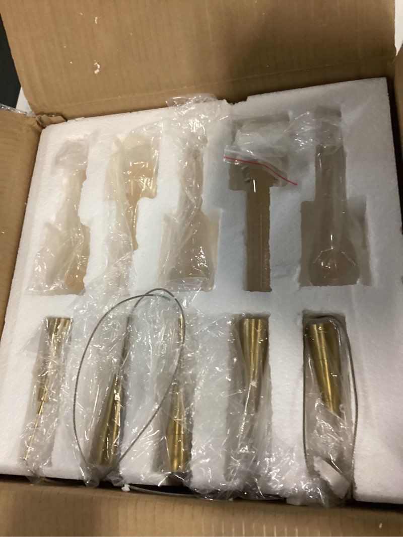 Condition photo showing Good Condition for WALUIN 5-Light LED Chandelier Modern Pendant Light Raindrop, Crystal Pendant Light Fixtures, Gold Pendant Lighting for Kitchen Island Foyer Hallway Bedroom 4000K Neutral White