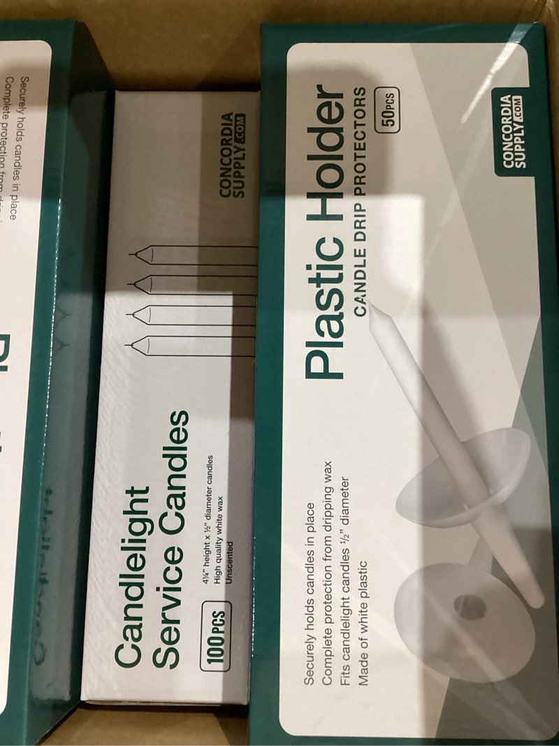 concordia supply plastic holder candle drip protectors with 4.25" x 1/2" candles - easy to hold whit