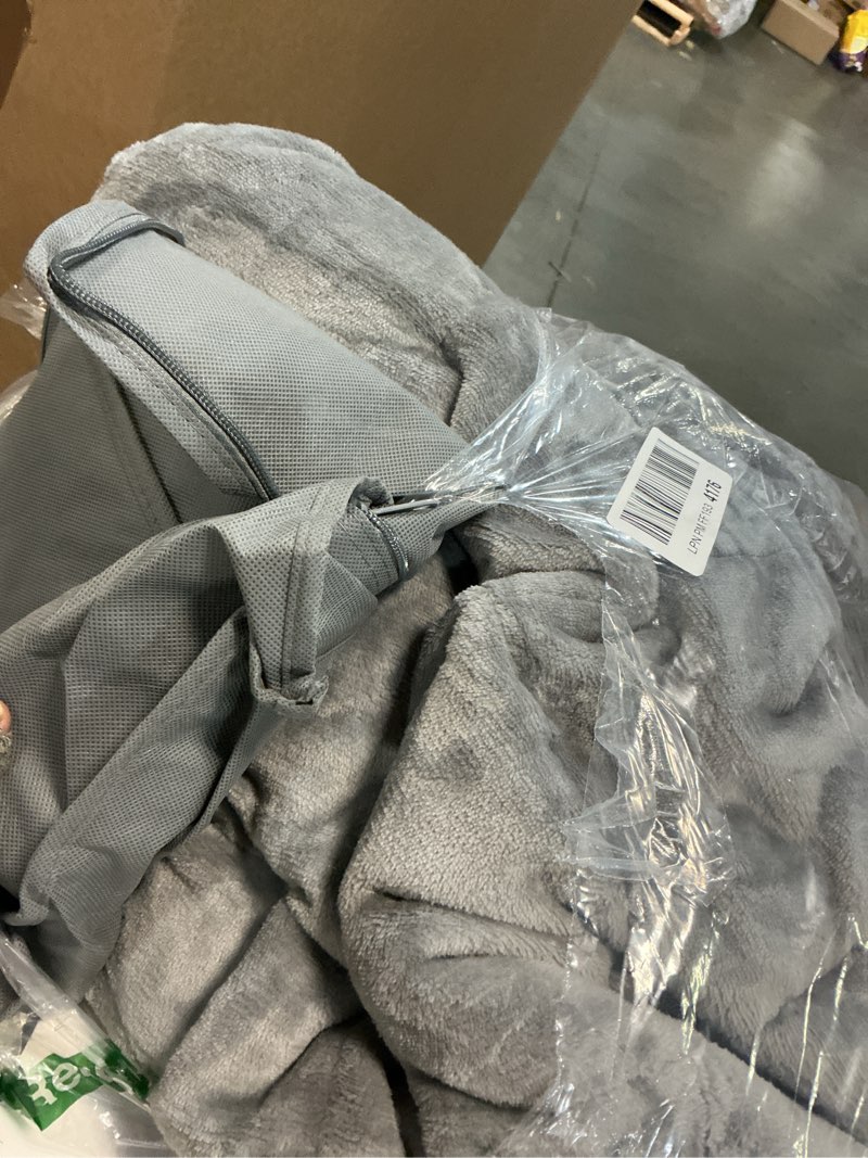 Condition photo showing As Is for Wemore Sherpa Fleece Weighted Blanket for Adult, 15 lbs Dual Sided Cozy Fluffy Heavy Blanket, Ultra Fuzzy Throw Blanket with Soft Plush Flannel Top, 48 x 72 inches, Grey on Both Sides Grey 48" x 72" 15lbs