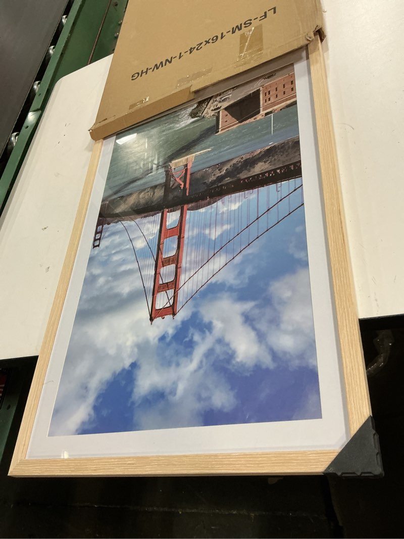 Condition photo showing Good Condition for LUCKYLIFE 16x24 Picture Frame, Natural Solid Wooden Poster Frames for Wall, Display 14x22 with Mat or 16x24 Without Mat, 1 Pack Natural 16x24