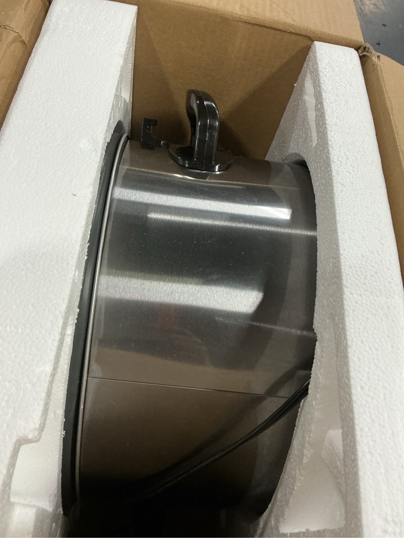 Condition photo showing As Is for crock-pot 7qt cook & carry programmable easy-clean slow cooker stainless steel: 3 settings, dishwasher-safe parts