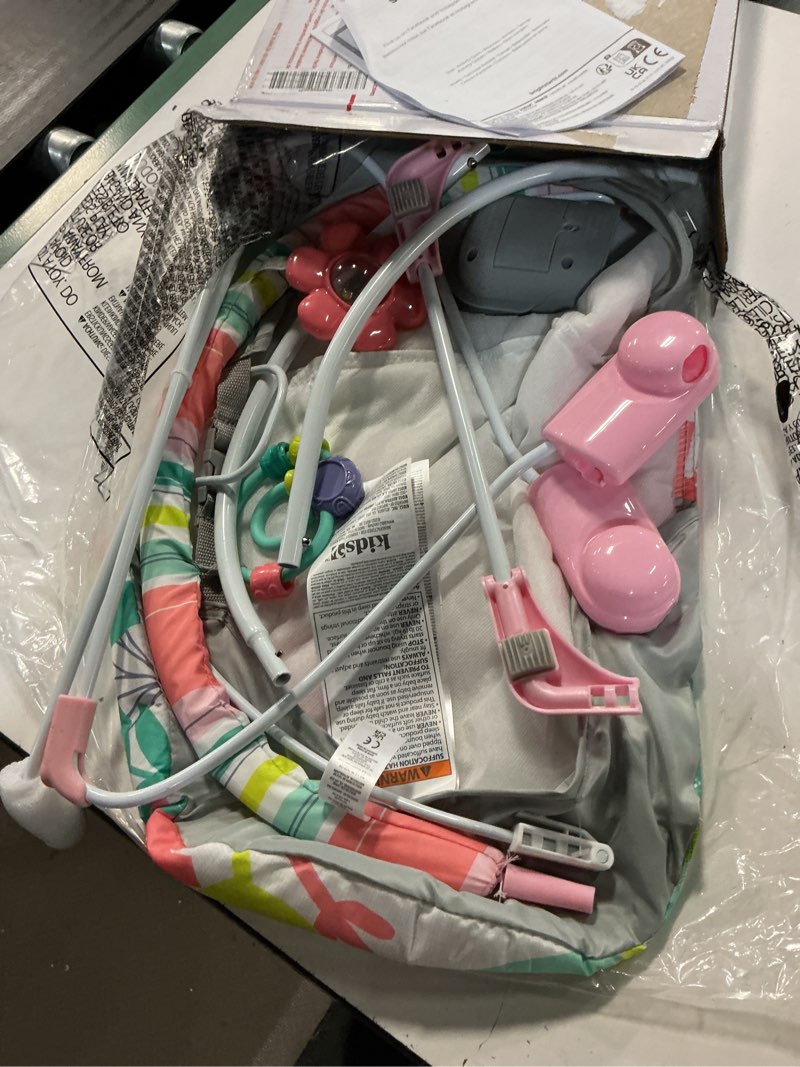 Condition photo showing Good Condition for bright starts baby bouncer soothing vibrations infant seat - removable -toy bar, nonslip feet, 0-6 months up to 20 lbs (fancy fantasy, pink unicorn)