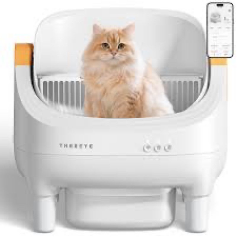 thereye self cleaning cat litter box, open-top automatic litter box with smart app and safety sensor