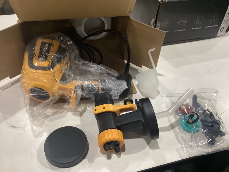 Condition photo showing New/Like New for paint sprayer, 700w hvlp spray gun with cleaning & blowing joints, 4 nozzles and 3 patterns, easy to clean, for furniture, cabinets, fence, walls, door, garden chairs etc. vf803 yellow