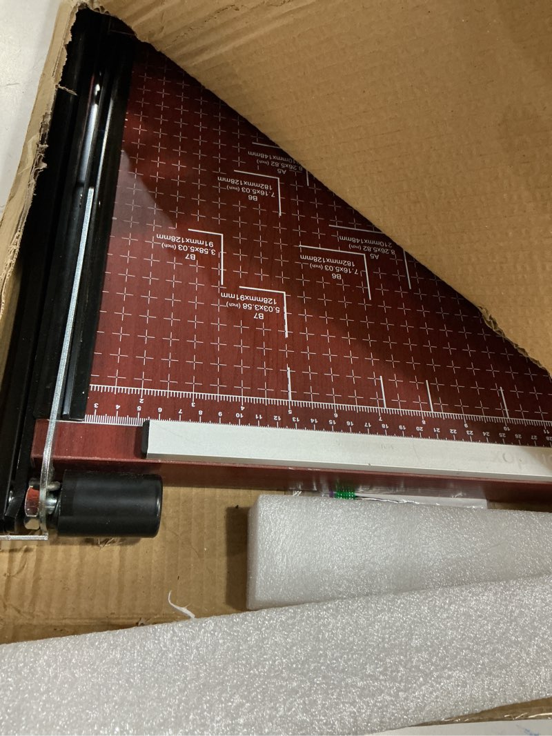 Condition photo showing Good Condition for paper cutter heavy duty 18" cut length professional large paper cutter 12-sheet capacity guillotine paper cutter for cardstock, safety, efficience, wide use for office, school, home (a2-a7) 18-inch red