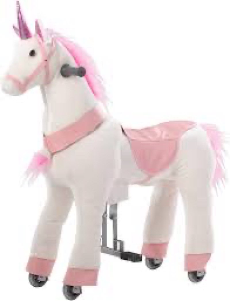 ponyeehaw walking horse ride on toy plush animal pink unicorn small size for ages 3-6 years