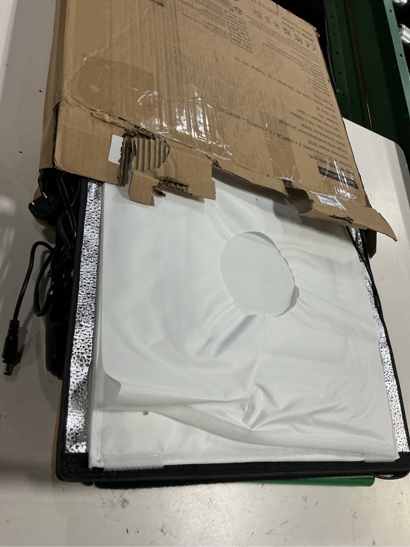 Condition photo showing Good Condition for puluz portable photo studio light box, 16x16 inch professional dimmable shooting tent kit soft box with 480pcs leds lights 4 backdrops for jewelry and small product photography props upgrade 16 inch