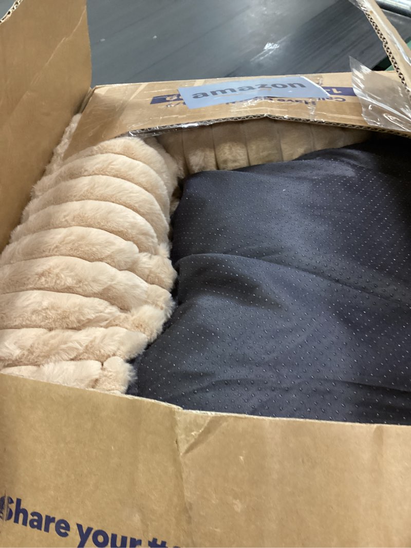 Condition photo showing Good Condition for Bedsure Cute Dog Beds Large Sized Dog - Washable Furry Pet Beds, Rectangle Orthopedic Corduroy Fleece Puppy Beds with Removable Zipper Cover, 36x27x8inches,Sandy Beige 36.0"L x 27.0"W x 8.0"Th Sandy Beige